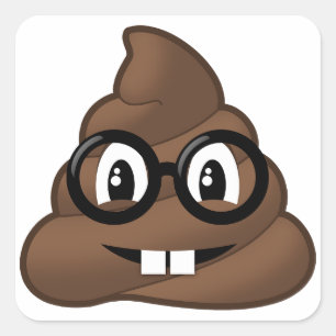 Nerd-Gläser kacken Emoji Quadratischer Aufkleber