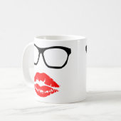 Nerd Glasses und Lipstick Kiss Kaffeetasse (Vorderseite Links)