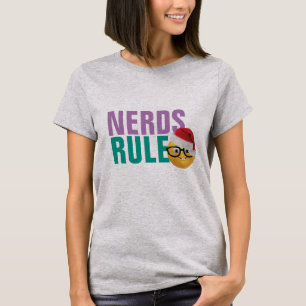 Nerd herrschen geek emoji in Weihnachtsmannmütze W T-Shirt