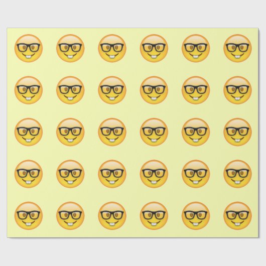 Nerd-Junge Emoji Geschenkpapier (Flach)