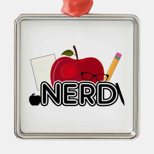 Nerd - Logo Silbernes Ornament (Vorne)