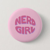 Nerd-Mädchen-grundlegender Knopf Button (Vorderseite)