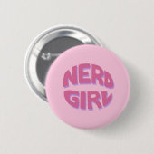 Nerd-Mädchen-grundlegender Knopf Button (Vorne & Hinten)