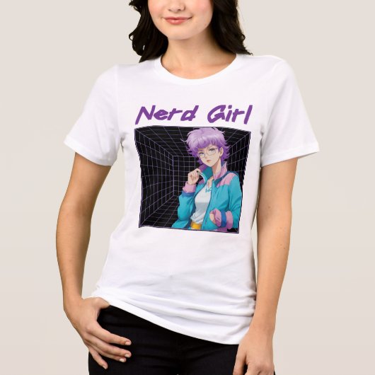 Nerd Mädchen Tri-Blend Shirt (Vorderseite)