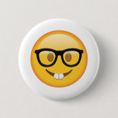 Nerd mit Brille - Emoji Button (Vorderseite)