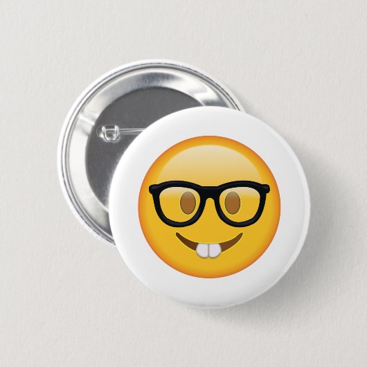 Nerd mit Brille - Emoji Button (Vorne & Hinten)