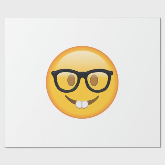 Nerd mit Brille - Emoji Geschenkpapier (Flach)