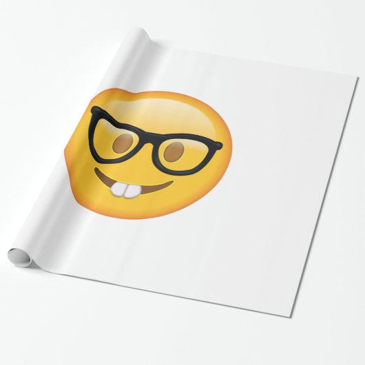 Nerd mit Brille - Emoji Geschenkpapier (Ungerollt)