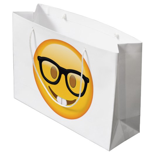 Nerd mit Brille - Emoji Große Geschenktüte (Rückseite Schrägansicht)