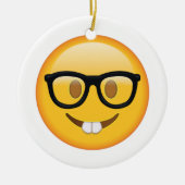 Nerd mit Brille - Emoji Keramikornament (Vorne)