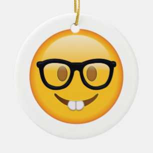 Nerd mit Brille - Emoji Keramikornament