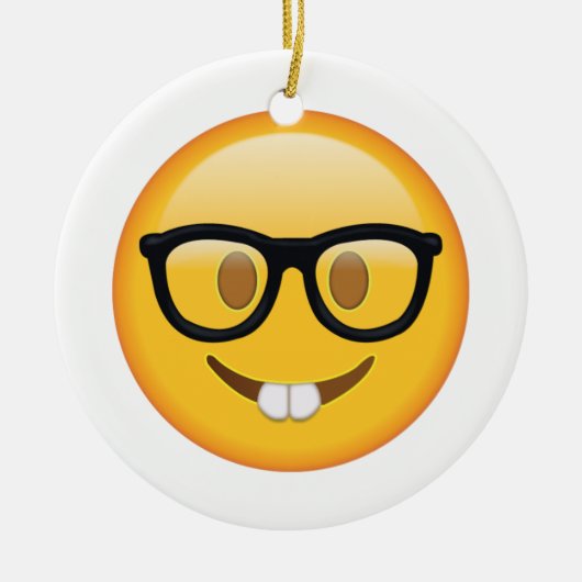 Nerd mit Brille - Emoji Keramikornament (Vorne)