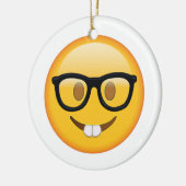 Nerd mit Brille - Emoji Keramikornament (Links)