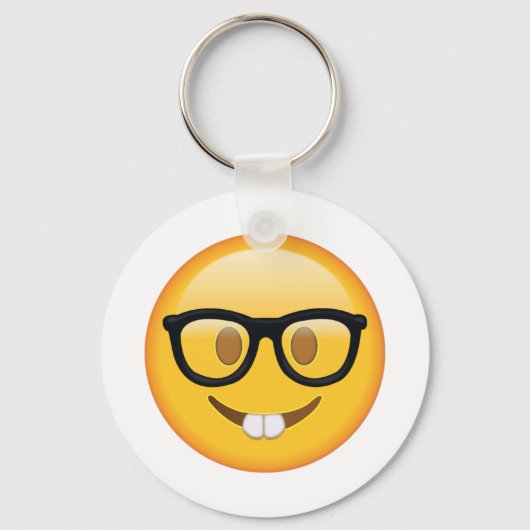 Nerd mit Brille - Emoji Schlüsselanhänger (Vorderseite)
