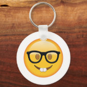 Nerd mit Brille - Emoji Schlüsselanhänger (Vorderseite)