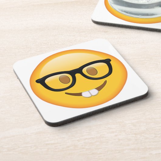 Nerd mit Brille - Emoji Untersetzer (Linke Seite)