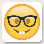 Nerd mit Brille - Emoji Untersetzer (Vorderseite)
