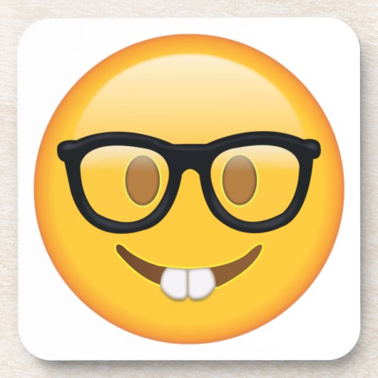 Nerd mit Brille - Emoji Untersetzer (Vorderseite)