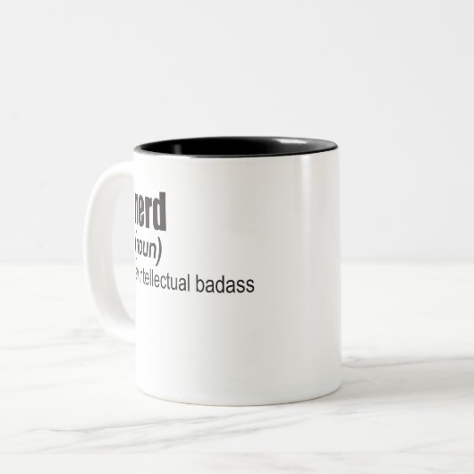 Nerd (Noun) ein intellektueller Badass Zweifarbige Tasse (Vorderseite Links)