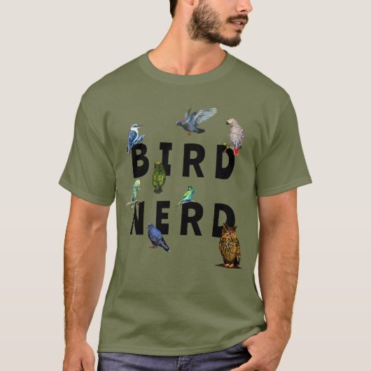 NERD, Papageien, Eule, Tauben, Kookaburra T-Shirt (Vorderseite)