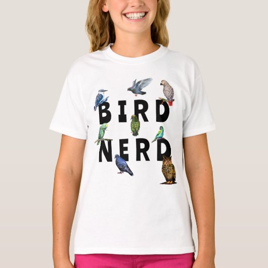 NERD, Papageien, Eule, Tauben, Kookaburra T-Shirt (Vorderseite)