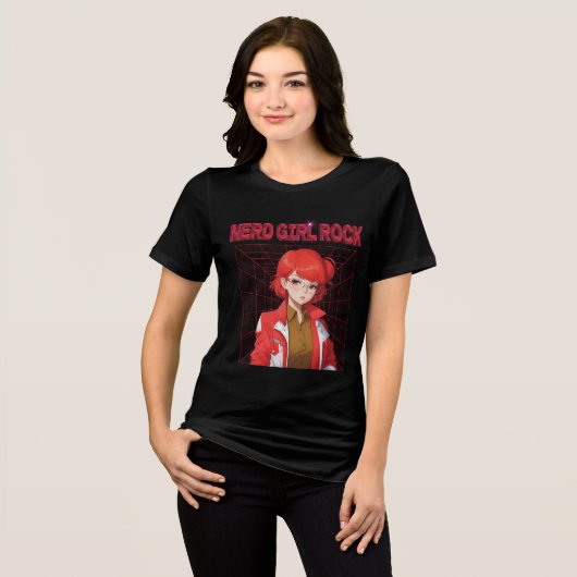 Nerd-Rock-Mädchen T-Shirt Tri-Blend Shirt (Vorderseite voll)
