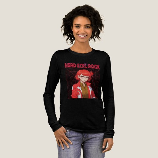Nerd-Rock-Mädchen-T-Shirt Tri-Blend Shirt (Volle Vorderseite)