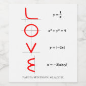 Nerd Spaß | Graph der Liebe von Mathematik und Sci Weinetikett (Einzelnes Label)