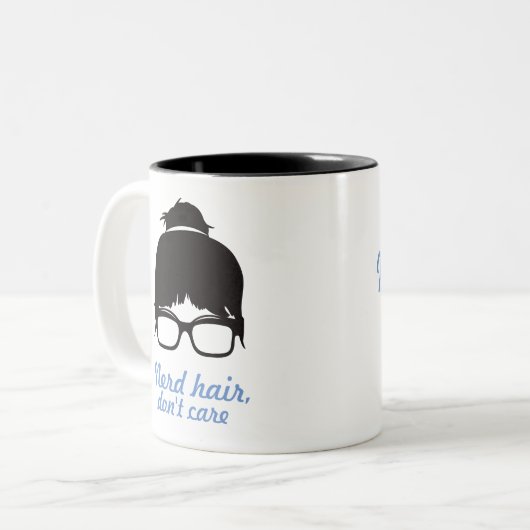 Nerd-unordentliche Brötchen-Haar-Kaffee-Tasse Zweifarbige Tasse (Vorderseite Links)