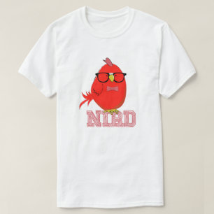 Nerd-Vogel Cute Roter Vogel mit Brille T-Shirt