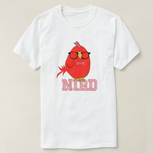 Nerd-Vogel Cute Roter Vogel mit Brille  T-Shirt (Design vorne)