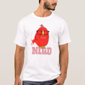 Nerd-Vogel Cute Roter Vogel mit Brille T-Shirt (Vorderseite)