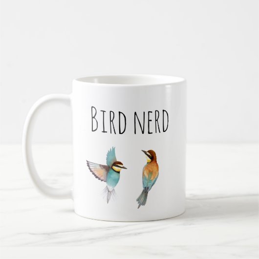 Nerd Wasserfarbvogel Kaffeetasse (Links)