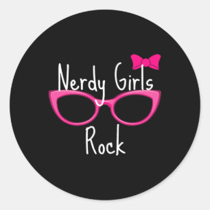 Nerdige Mädchen rocken T-Shirt Gamer Geek Chic Lus Runder Aufkleber
