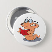 Nerdiger Bücherwurm beim Lesen eines Buches Button (Vorne & Hinten)