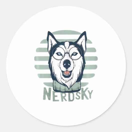 Nerdsky Classic Husky Funny Dog Runder Aufkleber (Vorderseite)
