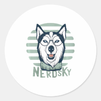 Nerdsky Classic Husky Funny Dog Runder Aufkleber