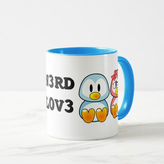 NerdValentine: ComputerGeek Leet sprechen Liebe Tasse (VorderseiteRechts)