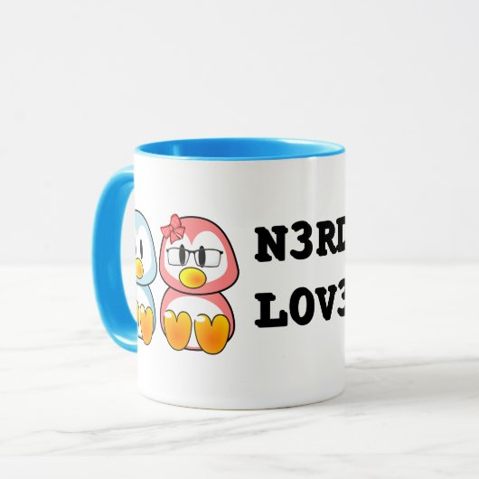 NerdValentine: ComputerGeek Leet sprechen Liebe Tasse (Vorderseite Links)
