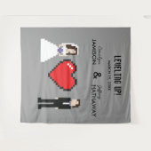 Nerdy 8-Bit-Herzenshöhe oder Verlobung Wandteppich (Vorderseite (Horizontal))