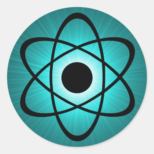 Nerdy Atomhafter, Aquamarin Runder Aufkleber (Vorderseite)