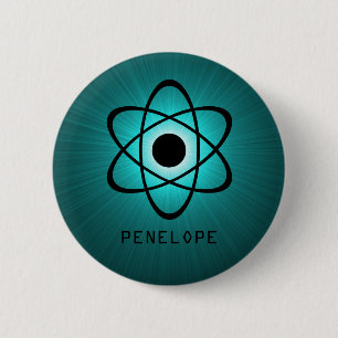 Nerdy Atomic Button, Aquamarin Button
