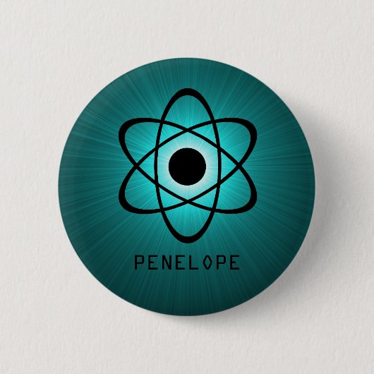 Nerdy Atomic Button, Aquamarin Button (Vorderseite)