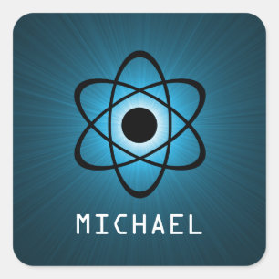 Nerdy Atomizable Stickers, blau Quadratischer Aufkleber