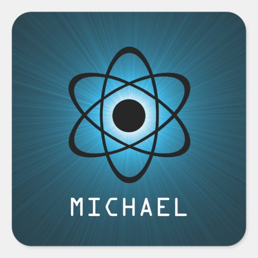 Nerdy Atomizable Stickers, blau Quadratischer Aufkleber (Vorderseite)