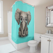 Nerdy Baby-Elefant-tragende Gläser Duschvorhang (Beispiel)