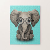 Nerdy Baby-Elefant-tragende Gläser Puzzle (Vertikal)