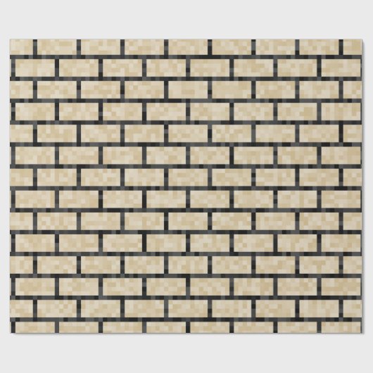 Nerdy, beige Pixelated 8-Bitart-Ziegelstein-Muster Geschenkpapier (Flach)