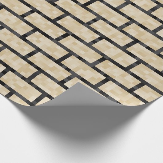 Nerdy, beige Pixelated 8-Bitart-Ziegelstein-Muster Geschenkpapier (Ecke)