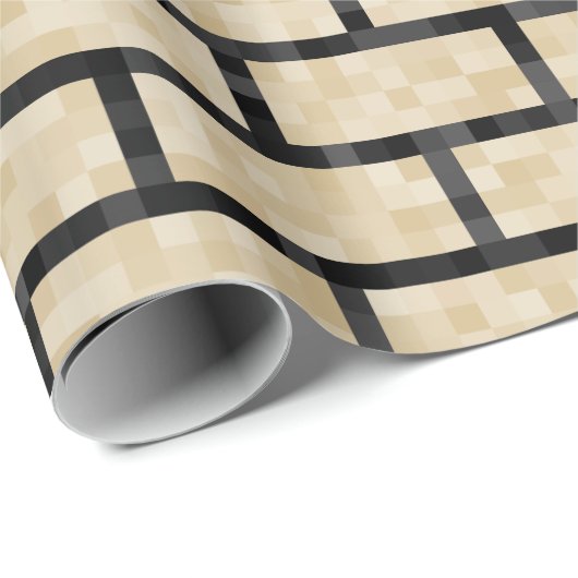 Nerdy, beige Pixelated 8-Bitart-Ziegelstein-Muster Geschenkpapier (Rolleneckpunkt)